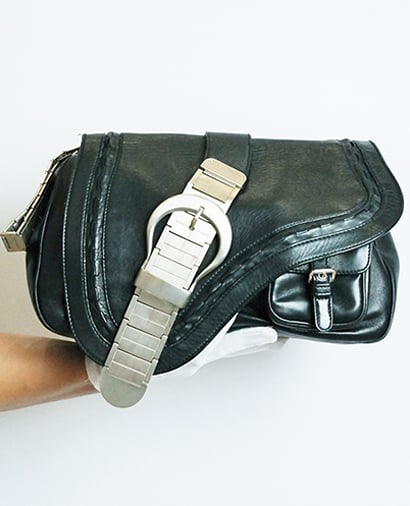 Gaucho Saddle Bag, &pound;100, Handbags, Black, Leather, Front view